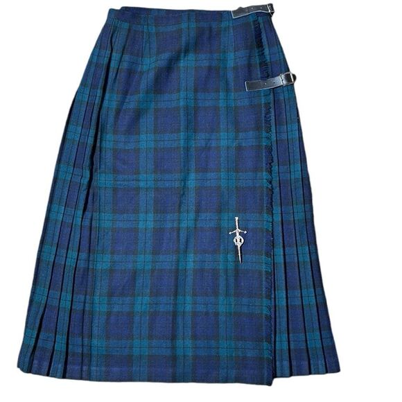 Vintage mosbrook 100% pure new wool Great Britain plaid pleated kilt 26” waist - Picture 1 of 6
